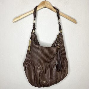 Cole Haan Amalfi Brown Soft Leather Hobo Bag Purse Slouchy Bag Charm And Tassel